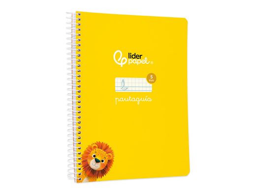 Cuaderno espiral liderpapel din A5 pautaguia tapa blanda 40h 75 gr cuadro pautado 5mm color amarillo