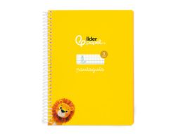 Cuaderno espiral liderpapel din A5 pautaguia tapa blanda 40h 75 gr cuadro pautado 5mm color amarillo