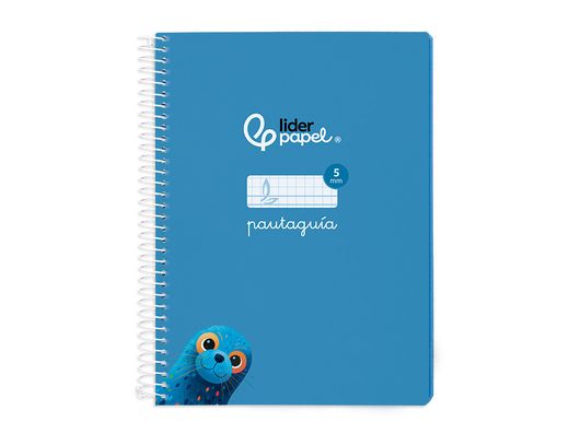 Cuaderno espiral liderpapel din A5 pautaguia tapa blanda 40h 75 gr cuadro pautado 5mm color azul