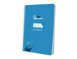 Cuaderno espiral liderpapel din A5 pautaguia tapa blanda 40h 75 gr cuadro pautado 5mm color azul
