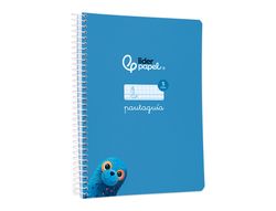 Cuaderno espiral liderpapel din A5 pautaguia tapa blanda 40h 75 gr cuadro pautado 5mm color azul