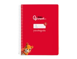 Cuaderno espiral liderpapel din A5 pautaguia tapa blanda 40h 75 gr cuadro pautado 5mm color rojo