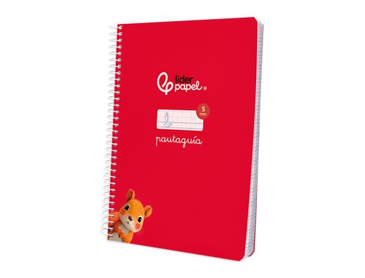Cuaderno espiral liderpapel din A5 pautaguia tapa blanda 40h 75 gr cuadro pautado 5mm color rojo