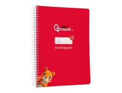 Cuaderno espiral liderpapel din A5 pautaguia tapa blanda 40h 75 gr cuadro pautado 5mm color rojo
