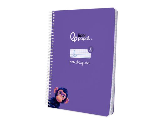Cuaderno espiral liderpapel din A5 pautaguia tapa blanda 40h 75gr cuadro pautado 5mm color lila
