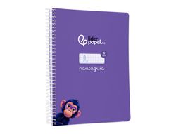 Cuaderno espiral liderpapel din A5 pautaguia tapa blanda 40h 75gr cuadro pautado 5mm color lila