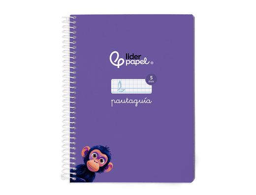 Cuaderno espiral liderpapel din A5 pautaguia tapa blanda 40h 75gr cuadro pautado 5mm color lila