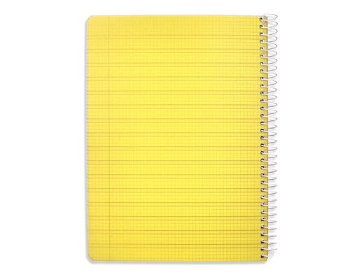 Cuaderno espiral liderpapel din A5 pautaguia tapa plastico 80h 90gr cuadro pautado 3 mm con margen color amarillo