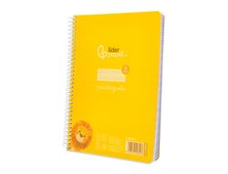 Cuaderno espiral liderpapel din A5 pautaguia tapa plastico 80h 90gr cuadro pautado 3 mm con margen color amarillo