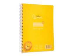 Cuaderno espiral liderpapel din A5 pautaguia tapa plastico 80h 90gr cuadro pautado 3 mm con margen color amarillo