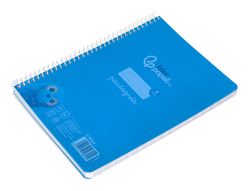Cuaderno espiral liderpapel din A5 pautaguia tapa plastico 80h 90gr cuadro pautado 3 mm con margen color azul