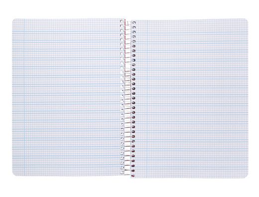 Cuaderno espiral liderpapel din A5 pautaguia tapa plastico 80h 90gr cuadro pautado 3 mm con margen color azul