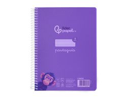 Cuaderno espiral liderpapel din A5 pautaguia tapa plastico 80h 90gr cuadro pautado 3 mm con margen color lila