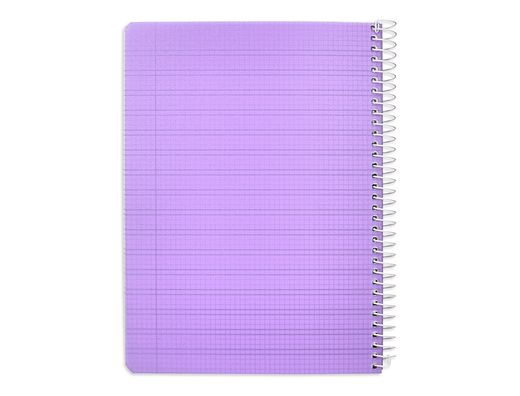 Cuaderno espiral liderpapel din A5 pautaguia tapa plastico 80h 90gr cuadro pautado 3 mm con margen color lila