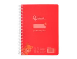 Cuaderno espiral liderpapel din A5 pautaguia tapa plastico 80h 90gr cuadro pautado 3 mm con margen color rojo