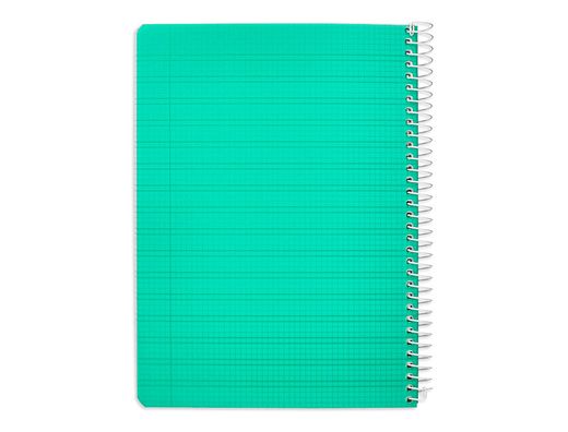 Cuaderno espiral liderpapel din A5 pautaguia tapa plastico 80h 90gr cuadro pautado 3 mm con margen color verde