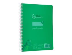 Cuaderno espiral liderpapel din A5 pautaguia tapa plastico 80h 90gr cuadro pautado 3 mm con margen color verde