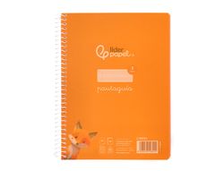 Cuaderno espiral liderpapel din A5 pautaguia tapa plastico 80h 90gr cuadro pautado 3mm color naranja