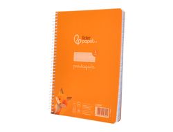 Cuaderno espiral liderpapel din A5 pautaguia tapa plastico 80h 90gr cuadro pautado 3mm color naranja