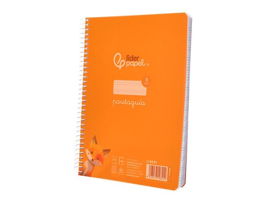 Cuaderno espiral liderpapel din A5 pautaguia tapa plastico 80h 90gr cuadro pautado 3mm color naranja
