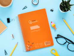 Cuaderno espiral liderpapel din A5 pautaguia tapa plastico 80h 90gr cuadro pautado 3mm color naranja