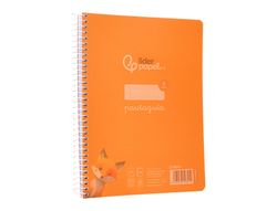 Cuaderno espiral liderpapel din A5 pautaguia tapa plastico 80h 90gr cuadro pautado 3mm color naranja