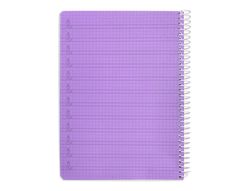 Cuaderno espiral liderpapel din A5 pautaguia tapa plastico 80h 90gr cuadro pautado 4 mm con margen color lila