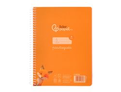 Cuaderno espiral liderpapel din A5 pautaguia tapa plastico 80h 90gr cuadro pautado 4mm color naranja
