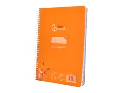 Cuaderno espiral liderpapel din A5 pautaguia tapa plastico 80h 90gr cuadro pautado 4mm color naranja
