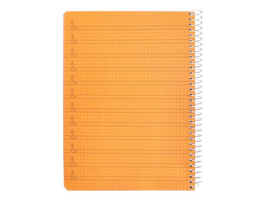 Cuaderno espiral liderpapel din A5 pautaguia tapa plastico 80h 90gr cuadro pautado 4mm color naranja