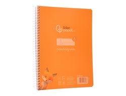 Cuaderno espiral liderpapel din A5 pautaguia tapa plastico 80h 90gr cuadro pautado 4mm color naranja