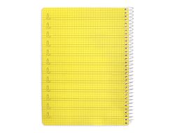 Cuaderno espiral liderpapel din A5 pautaguia tapa plastico 80h 90gr cuadro pautado 4mm con margen color amarillo