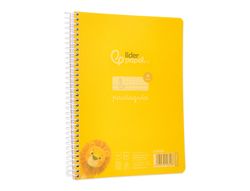 Cuaderno espiral liderpapel din A5 pautaguia tapa plastico 80h 90gr cuadro pautado 4mm con margen color amarillo