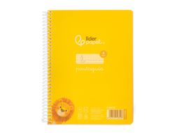 Cuaderno espiral liderpapel din A5 pautaguia tapa plastico 80h 90gr cuadro pautado 4mm con margen color amarillo