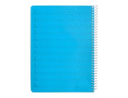 Cuaderno espiral liderpapel din A5 pautaguia tapa plastico 80h 90gr cuadro pautado 4mm con margen color azul