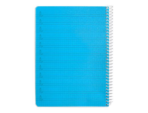 Cuaderno espiral liderpapel din A5 pautaguia tapa plastico 80h 90gr cuadro pautado 4mm con margen color azul