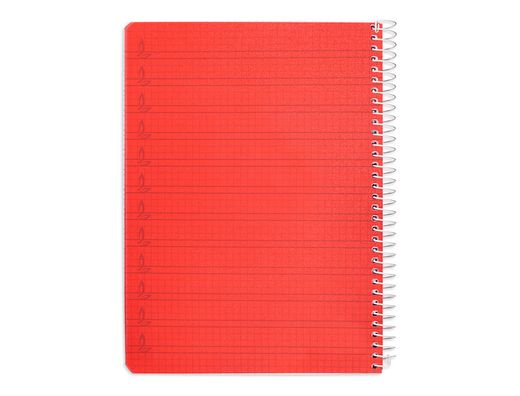 Cuaderno espiral liderpapel din A5 pautaguia tapa plastico 80h 90gr cuadro pautado 4mm con margen color rojo