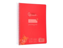 Cuaderno espiral liderpapel din A5 pautaguia tapa plastico 80h 90gr cuadro pautado 4mm con margen color rojo