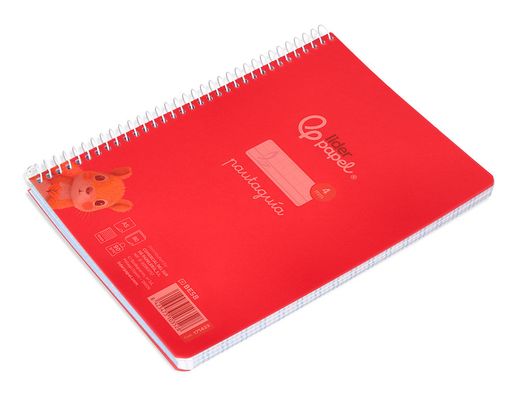 Cuaderno espiral liderpapel din A5 pautaguia tapa plastico 80h 90gr cuadro pautado 4mm con margen color rojo