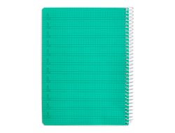 Cuaderno espiral liderpapel din A5 pautaguia tapa plastico 80h 90gr cuadro pautado 4mm con margen color verde