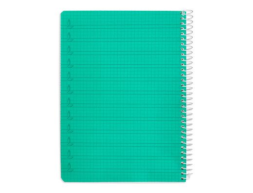 Cuaderno espiral liderpapel din A5 pautaguia tapa plastico 80h 90gr cuadro pautado 4mm con margen color verde