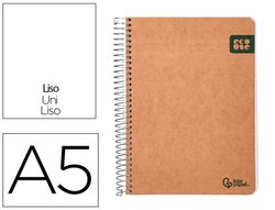 Cuaderno espiral liderpapel din A5 tapa cartulina kraft contracolada 120h papel 100% reciclado 80 gr liso