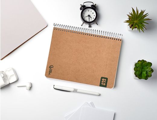 Cuaderno espiral liderpapel din A5 tapa cartulina kraft contracolada 120h papel 100% reciclado 80 gr liso