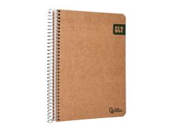 Cuaderno espiral liderpapel din A5 tapa cartulina kraft contracolada 120h papel 100% reciclado 80 gr liso