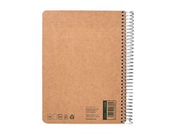 Cuaderno espiral liderpapel din A5 tapa cartulina kraft contracolada 120h papel 100% reciclado 80 gr liso