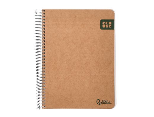 Cuaderno espiral liderpapel din A5 tapa cartulina kraft contracolada 120h papel 100% reciclado 80 gr liso