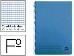 Cuaderno Espiral Liderpapel Folio 100H Cuadro 4Mm Tapa Azul con Margen 70 Gr