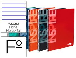 Cuaderno espiral liderpapel folio inspire tapa dura 80h 60 gr horizontal con margen colores surtidos