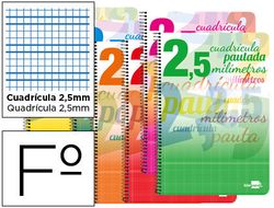 Cuaderno Espiral Liderpapel Folio Pautaguia Tapa Blanda 80H 80 Gr Cuadro Pautado 2,5Mm con Margen Colores Surtidos