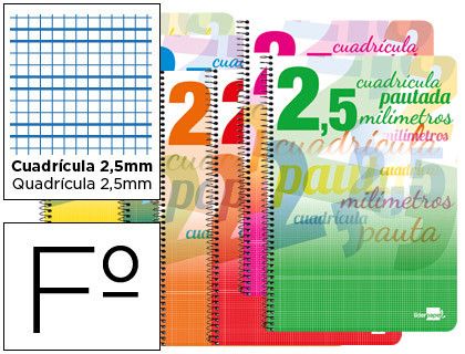 Cuaderno Espiral Liderpapel Folio Pautaguia Tapa Blanda 80H 80 Gr Cuadro Pautado 2,5Mm con Margen Colores Surtidos